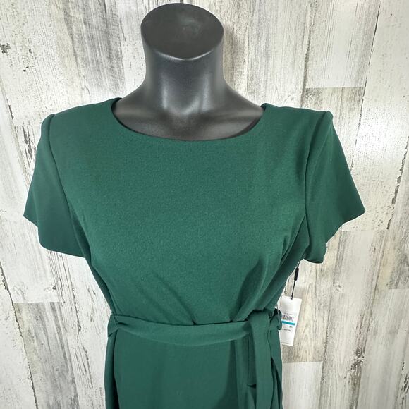 Calvin Klein Forest Green Ruffle Midi Dress 16 NWT | MSRP $139 | Elegant Chic - Picture 4 of 8